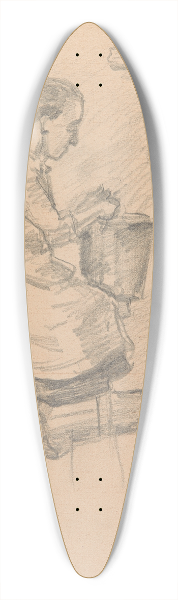 Ivan Ivanec - kobieta obierajca ziemniaki 39.3 inch art pintail longboard deck