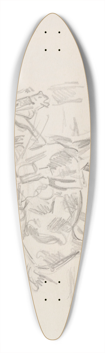 Ivan Ivanec - Szkic dwch onierzy na koniach 39.3 inch art pintail longboard deck