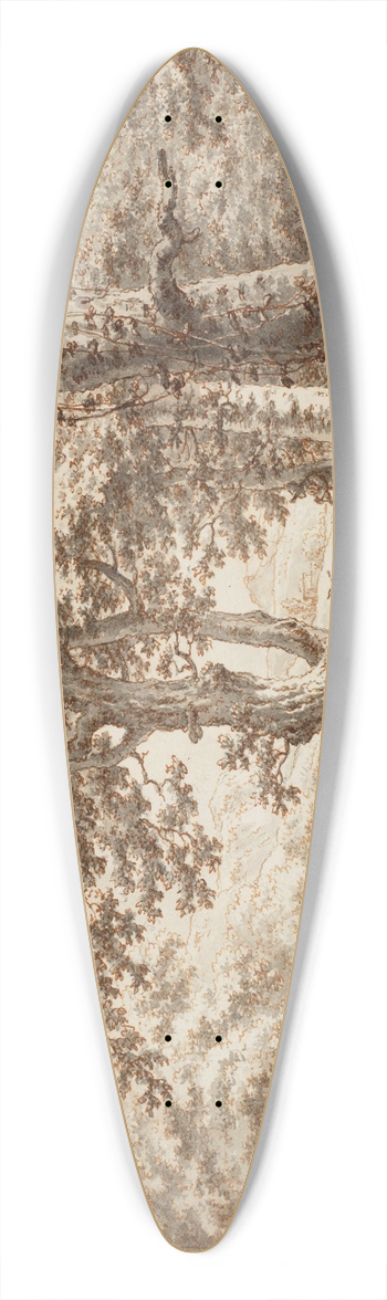 Jacob Cats - Landscape with cows under a tree 39.3 inch art pintail longboard deck