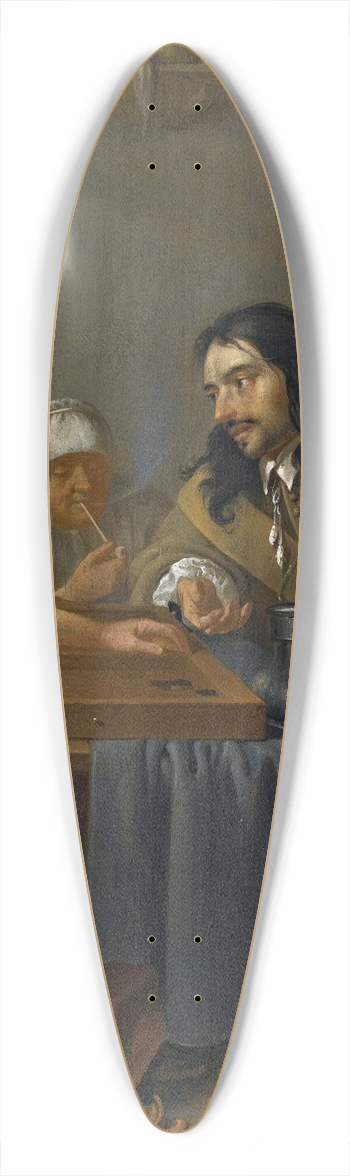 Jacob Duck - A Couple Playing Backgammon 39.3 inch art pintail longboard deck