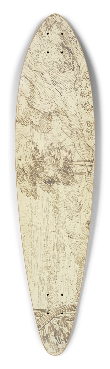 Jacob Esselens - Landschaft, auf dem Weg ein Herr und eine Dame mit einem Windhund 39.3 inch art pintail longboard deck