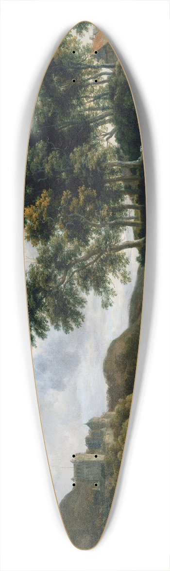 Jacob van Ruisdael - River Landscape with a Castle on a High Cliff 39.3 inch art pintail longboard deck