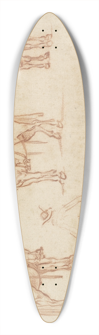 Jacques Callot - Study of Four Horsemen 39.3 inch art pintail longboard deck