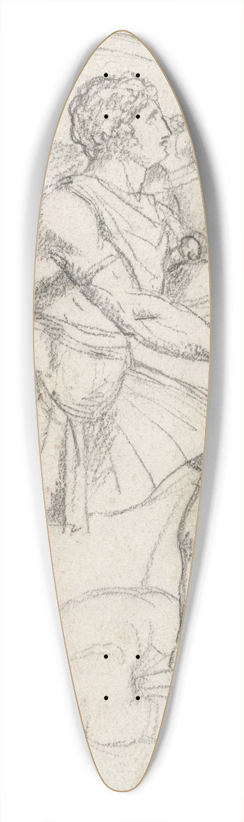 Jacques Louis David - Warrior with a Shield and Torch 39.3 inch art pintail longboard deck