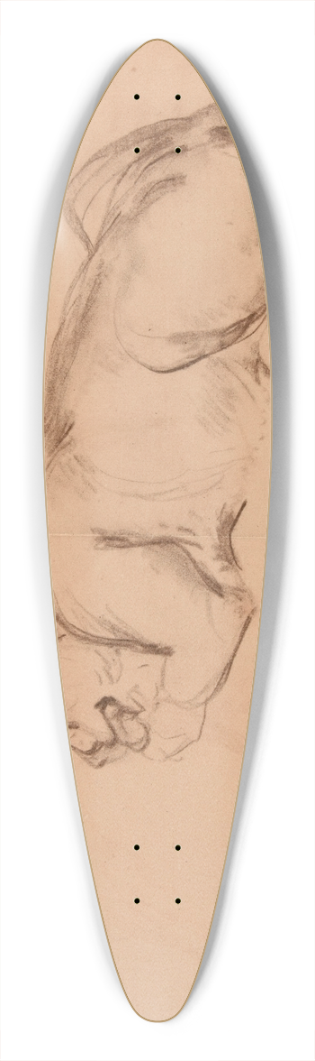 Jacques-Raymond Brascassat - tude de lionne. 39.3 inch art pintail longboard deck