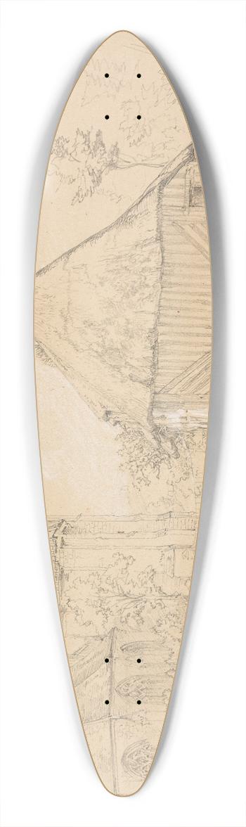 Jacques-Raymond Brascassat - Vue de Touques 39.3 inch art pintail longboard deck