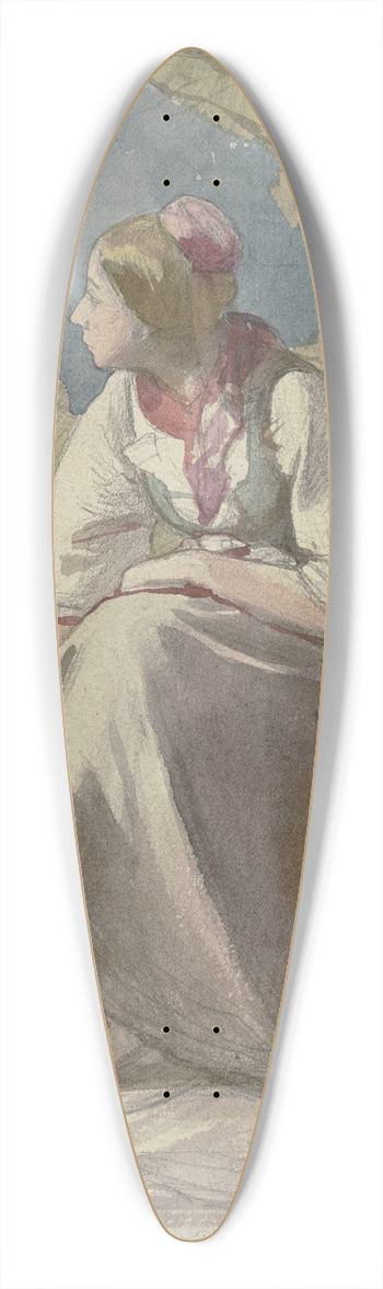 Jakob Becker - Bauernmdchen nach links, auf einer Rasenbank sitzend 39.3 inch art pintail longboard deck