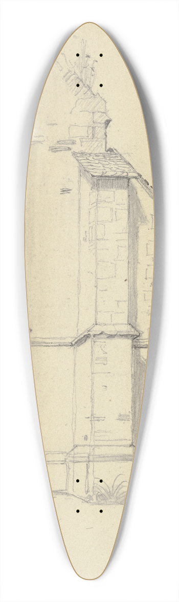 Jakob Becker - Chorflankenturm einer gotischen Kirche 39.3 inch art pintail longboard deck