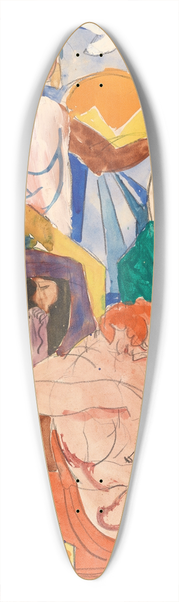 James Henry Daugherty - Study for MuralDecoration 39.3 inch art pintail longboard deck