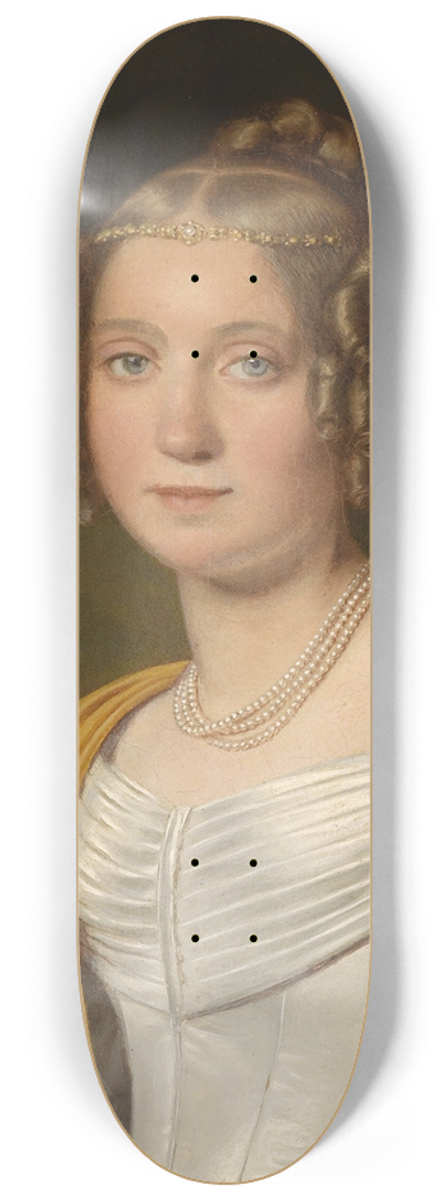 Joseph Bernhardt - Portrait of a young lady in a white dress 8.25 inch art skate deck