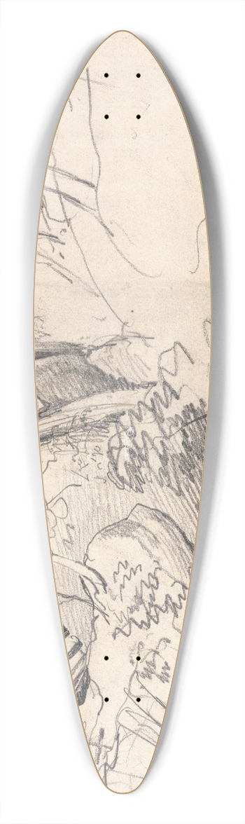 James Ward - Study of a Mountain with Trees 39.3 inch art pintail longboard deck