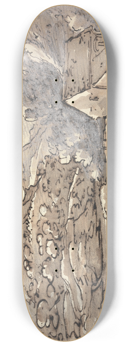 Joseph Farington - A Mill by a Waterfall 8.25 inch art skate deck
