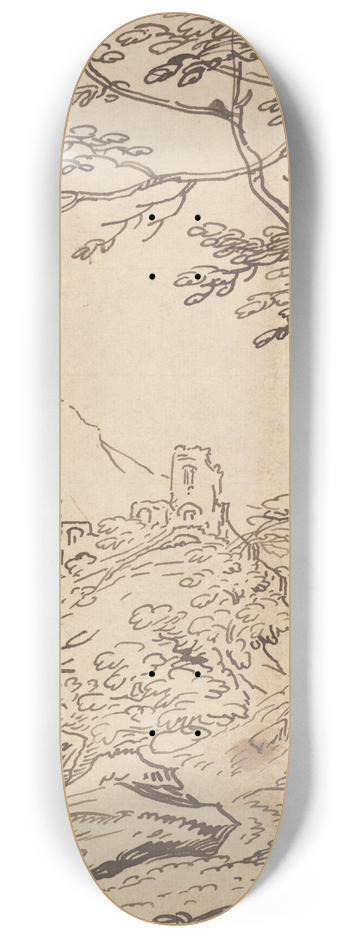 Joseph Farington - Trees and a Distant Castle 8.25 inch art skate deck