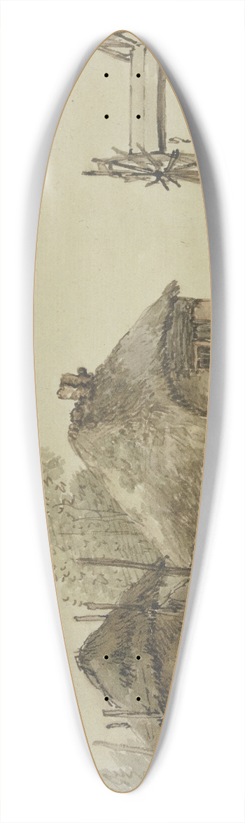 Jan Hulswit - An einem Kanal ein Haus mit Scheune und eine Schleuse mit zwei Rdern 39.3 inch art pintail longboard deck