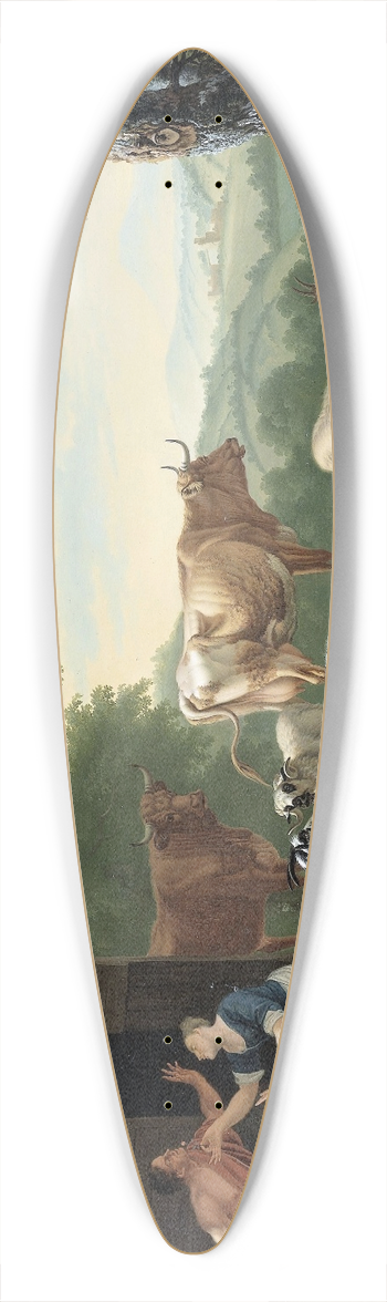 Jan van Gool - Arcadian Landscape with Shepherds and Cattle 39.3 inch art pintail longboard deck