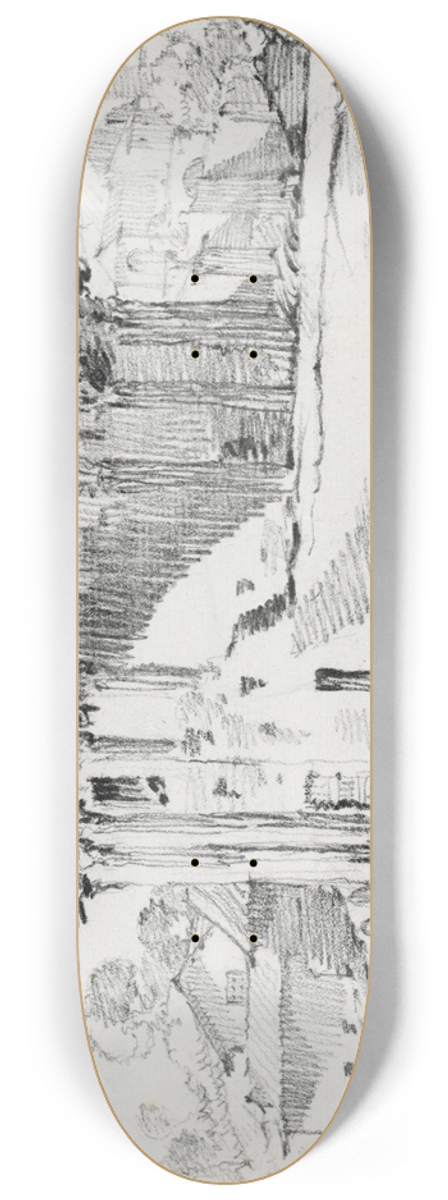 Joseph-Marie Vien - The Round Temple on the Piazza Bocca della Verit,Rome 8.25 inch art skate deck