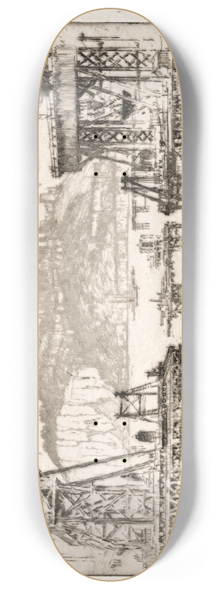 Joseph Pennell - Building Dover Pier 8.25 inch art skate deck