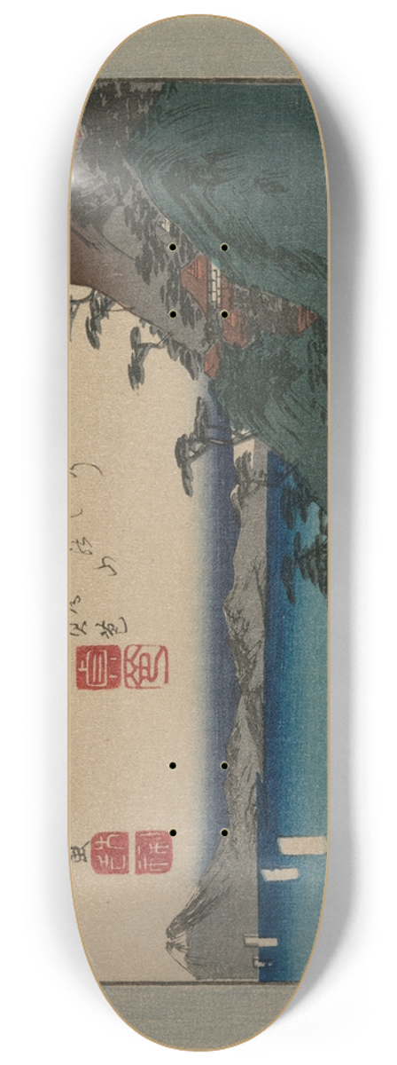 And Hiroshige - Evening Bell at Mii Temple, from the series Eight Views of Omi Province 8.25 inch art skate deck