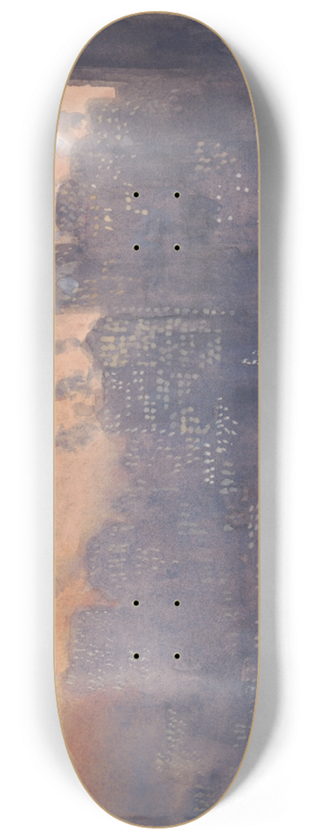 Joseph Pennell - New York City harbor and skyline at night 8.25 inch art skate deck