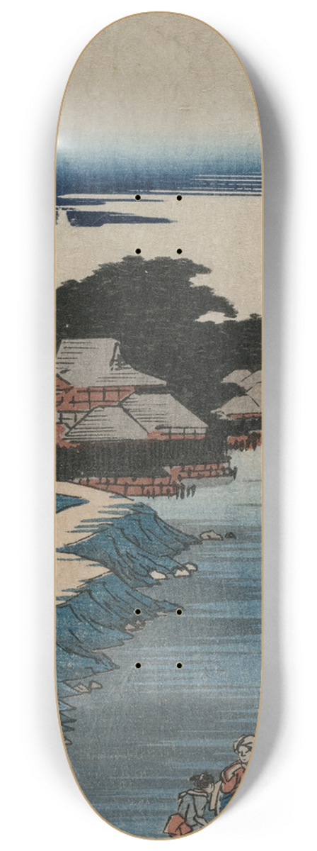 And Hiroshige - Gathering Shells at Low Tide at Susaki; from the series 100 Views of Famous Places in Edo 8.25 inch art skate deck
