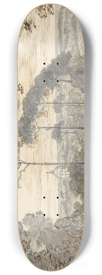 Joseph Wright of Derby - Landscape with Domed Church 8.25 inch art skate deck