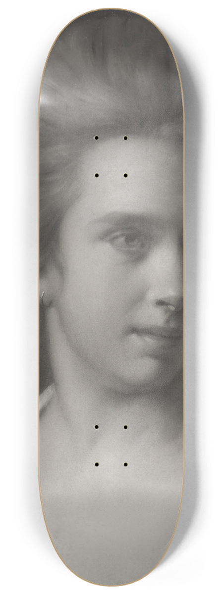 Joseph Wright of Derby - Portrait of a Woman, Her Head Turned to the Right, Wearing an Earring 8.25 inch art skate deck