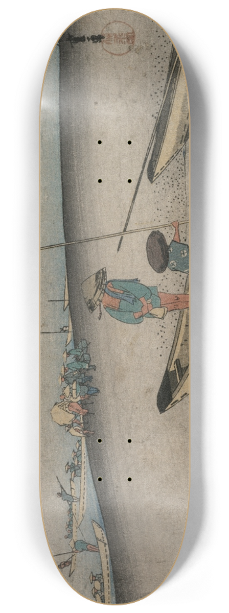 And Hiroshige - Picture of the Tenryu River near Mitsuke (Station 29), from the series Fifty-Three Stations of the Tokaido 8.25 inch art skate deck