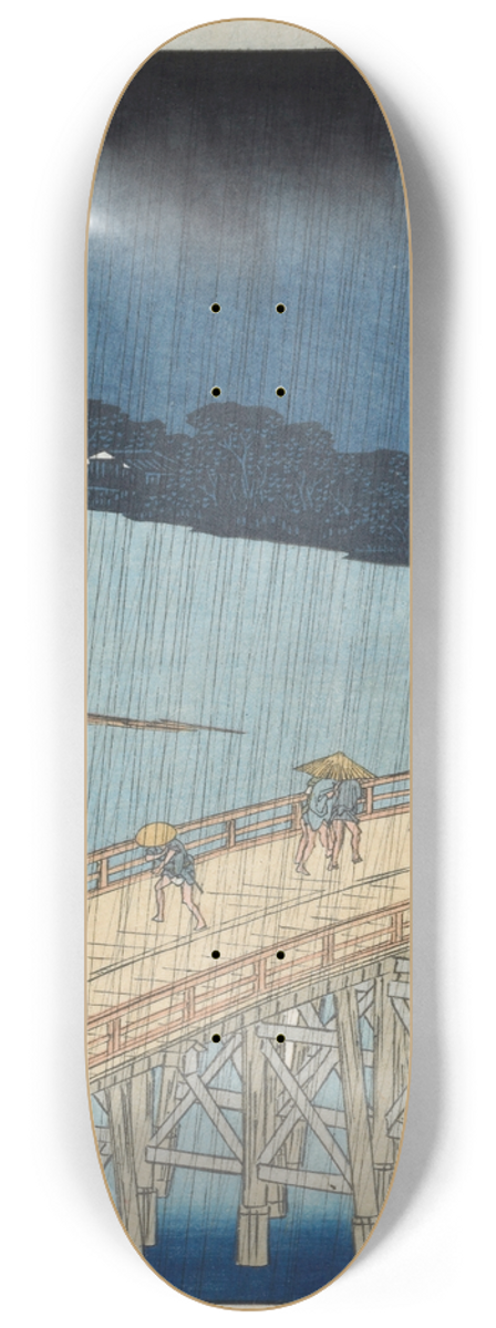 And Hiroshige - Sudden Shower Over Ohashi Bridge and Atake 8.25 inch art skate deck