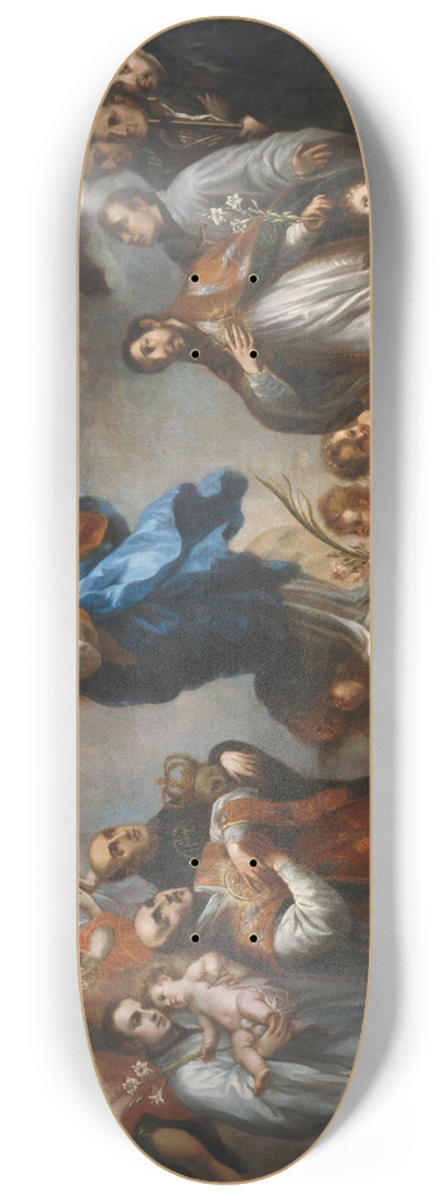 Juan Francisco de Aguilera - The Inmaculate Conception with Jesuits 8.25 inch art skate deck