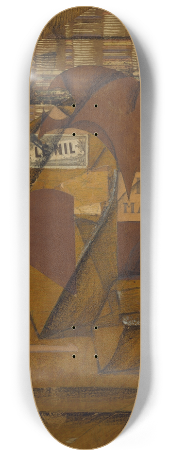 Juan Gris - Bottle of Rum and Newspaper 8.25 inch art skate deck