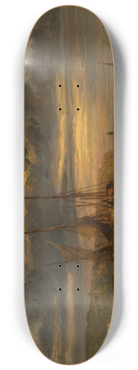 Jules-Achille Nol - Beached Fishing Boats 8.25 inch art skate deck