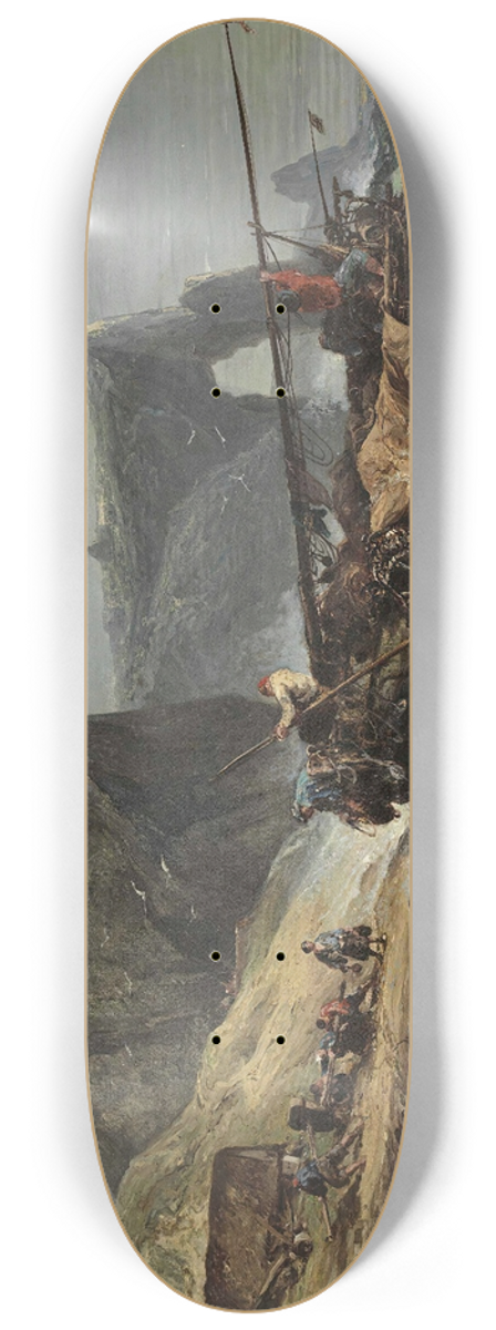 Jules-Achille Nol - Fishermen Bringing In A Boat 8.25 inch art skate deck