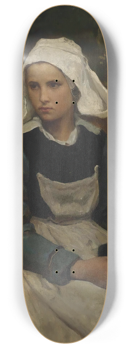 Jules Breton - Young Brittany Girl Knitting 8.25 inch art skate deck