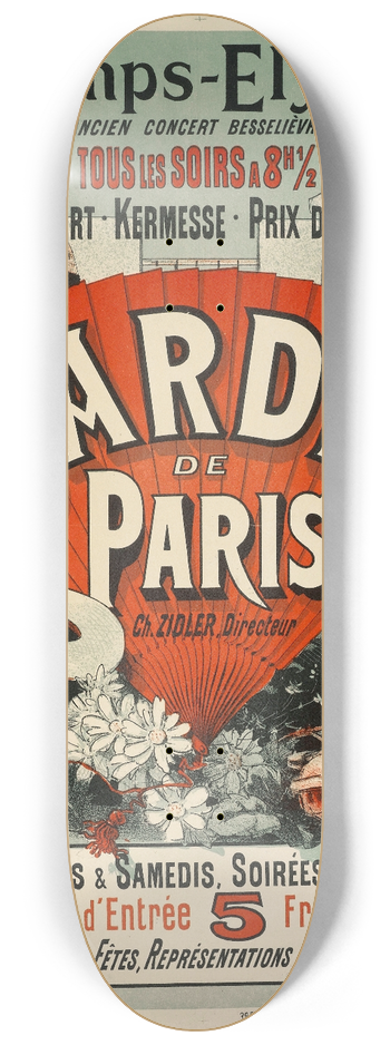 Jules Chret - Champs-Elyses,Jardin De Paris 8.25 inch art skate deck