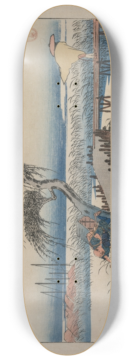 And Hiroshige - Yokkaichi: View of the Mie River, from the series The Fifty-Three Stations of the Tkaid 8.25 inch art skate deck