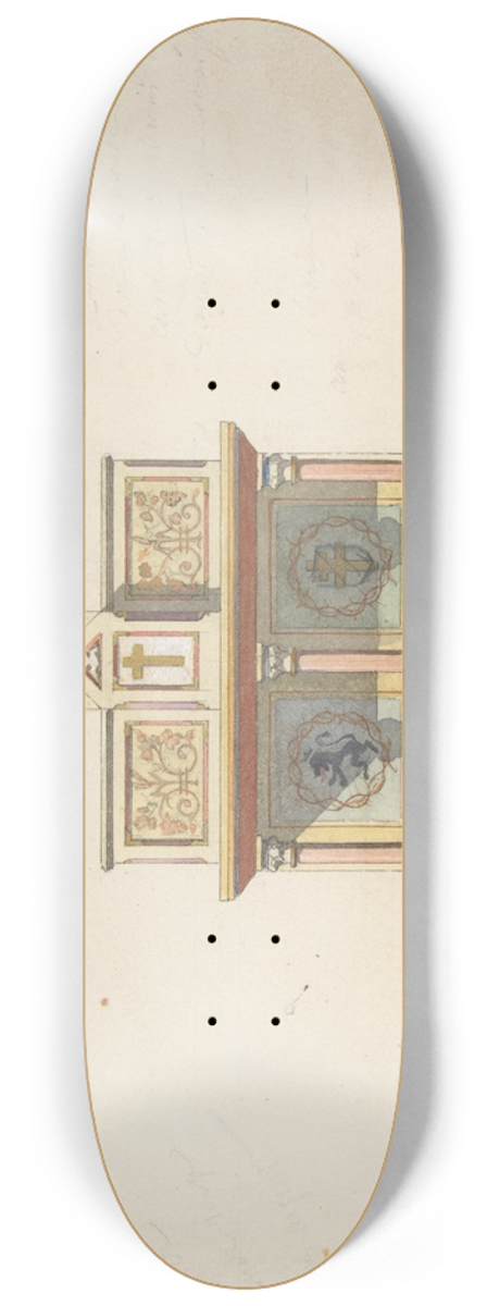 Jules-Edmond-Charles Lachaise - Design for an altar table surmounted by a crucifixion 8.25 inch art skate deck