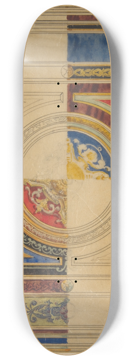 Jules-Edmond-Charles Lachaise - Design for a paneled ceiling with alternative decorations 8.25 inch art skate deck