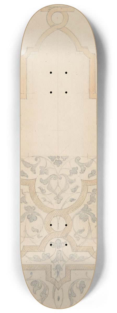 Jules-Edmond-Charles Lachaise - Design for a panel ornamented with strapwork and rinceaux 8.25 inch art skate deck