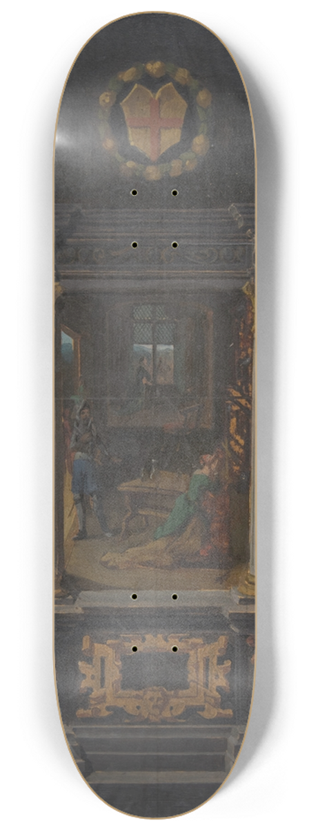 Jules-Edmond-Charles Lachaise - Design for painted wall decoration in the Chteau de Lude, Sarthe 8.25 inch art skate deck