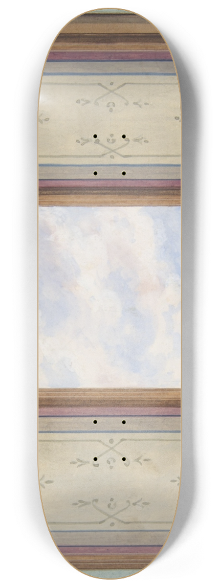 Jules-Edmond-Charles Lachaise - Design for the decoration of a ceiling with a central panel of painted clouds 8.25 inch art skate deck