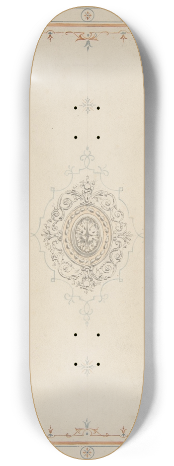 Jules-Edmond-Charles Lachaise - Design for the decoration of a ceiling with filagree borders and a central medallion 8.25 inch art skate deck