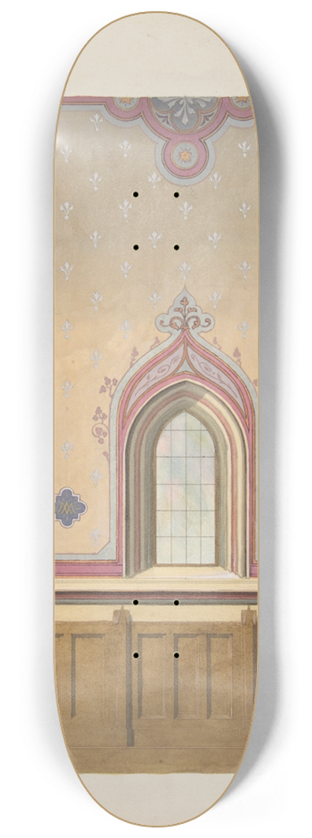 Jules-Edmond-Charles Lachaise - Design for the painted decoration of a wall pierced by an arched window 8.25 inch art skate deck