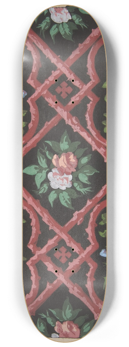 Jules-Edmond-Charles Lachaise - Design for wallpaper featuring flowers and latticework 8.25 inch art skate deck