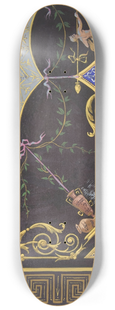 Jules-Edmond-Charles Lachaise - Design for wallpaper with Roman key border, rinceaux, and medallions 8.25 inch art skate deck