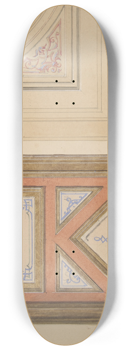Jules-Edmond-Charles Lachaise - Designs for a ceiling and painted panel 8.25 inch art skate deck