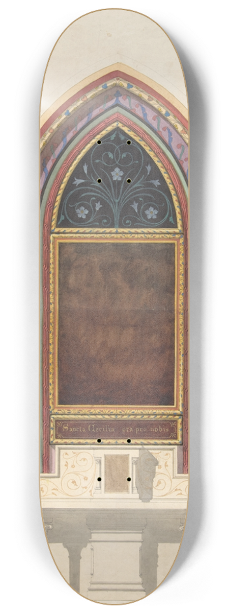 Jules-Edmond-Charles Lachaise - Elevation of a design for an altar and painted wall decoration 8.25 inch art skate deck