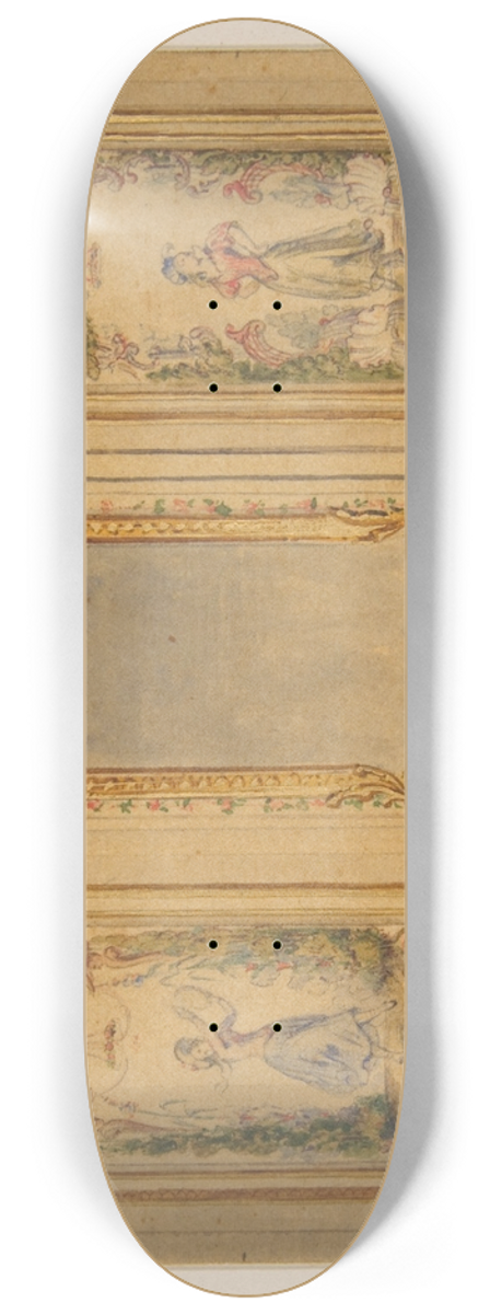 Jules-Edmond-Charles Lachaise - Elevation of an interior wall decorated with a chimney piece surmouted by a mirror and flanked with painted panels 8.25 inch art skate deck