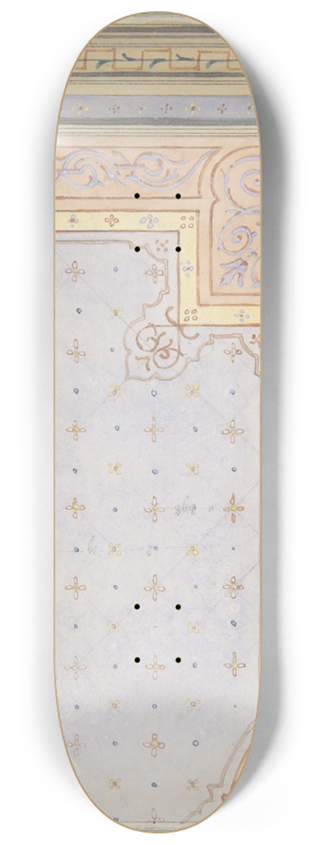 Jules-Edmond-Charles Lachaise - Partial design for the painted decoration of a ceiling 8.25 inch art skate deck