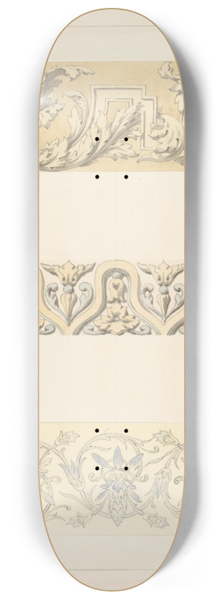 Jules-Edmond-Charles Lachaise - Three designs for decorative borders 8.25 inch art skate deck