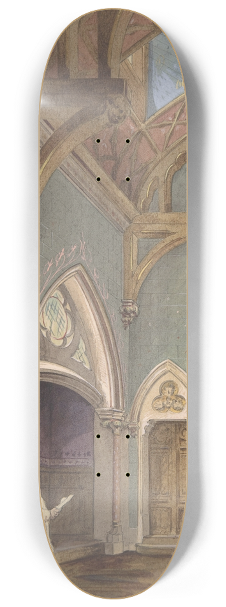 Jules-Edmond-Charles Lachaise - View of Interior with Figures, Saint Clotilde 8.25 inch art skate deck